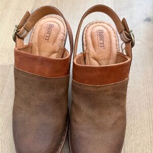 BRAND NEW Born Tan and Brown Leather Mules